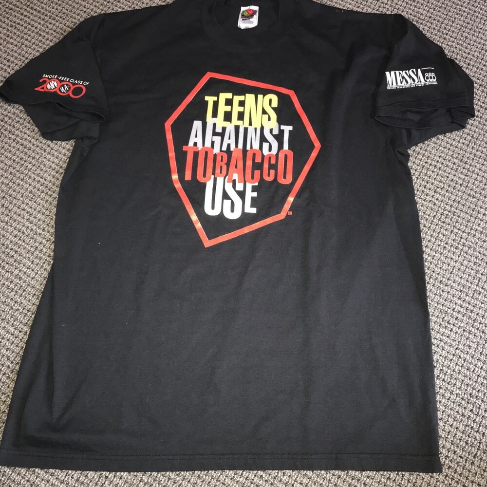 Teens Against Tobacco‎ VINTAGE 2000 XL Adult Tee Shirt Black EUC